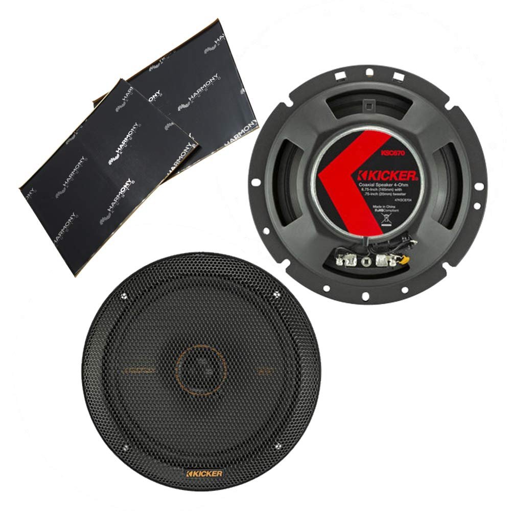 Kicker Bundle 47KSC6704 400W Peak Full Range Speakers with HA-SDSK 10" x 10" Sound Dampening Speaker Install Kit