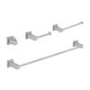 KIBI Cube 4-Piece Brushed Nickel Bathroom Hardware Set | Solid Brass Wall Mount Tissue Paper Holder and Towel Ring Set | Includes Towel Bar, Towel Ring, Toilet Paper Holder, and Robe Hook (C-KBA15-4) view 1