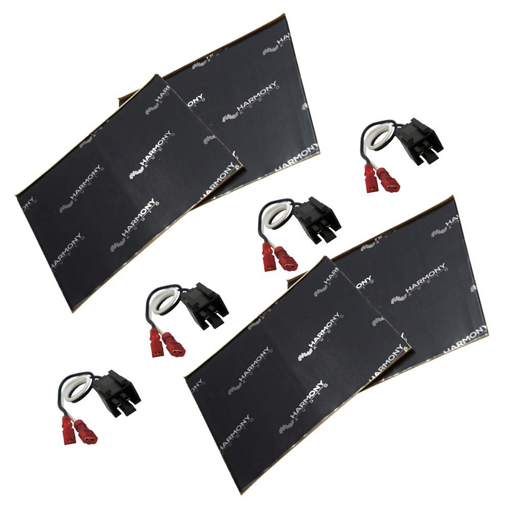 Harmony Audio HA-726512 Compatible with Jeep Wrangler 1997-2006 Factory Speaker Replacement Harness and HA-SDSK Sound Damping Dampening Deadening (2) Mat 10" x 10" Sheets Speaker Install Kit