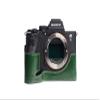 A7S III Camera Case, BolinUS Handmade Genuine Real Leather Half Camera Case Bag Cover for Sony Alpha 7S A7S III A7S3 A7SM3 Camera Bottom Opening Version + Hand Strap (Green) view 1