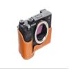 A7C Camera Case, BolinUS Handmade Genuine Real Leather Half Camera Case Bag Cover for Sony Alpha 7C A7C Camera Bottom Opening Version + Hand Strap (Yellow) view 2