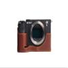 A7C Camera Case, BolinUS Handmade Genuine Real Leather Half Camera Case Bag Cover for Sony Alpha 7C A7C Camera Bottom Opening Version + Hand Strap (LavaBrown) view 1