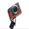 A7C Camera Case, BolinUS Handmade Genuine Real Leather Half Camera Case Bag Cover for Sony Alpha 7C A7C Camera Bottom Opening Version + Hand Strap (LavaBrown) view 3