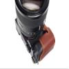 A7C Camera Case, BolinUS Handmade Genuine Real Leather Half Camera Case Bag Cover for Sony Alpha 7C A7C Camera Bottom Opening Version + Hand Strap (LavaBrown) view 4