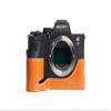 A7S III Camera Case, BolinUS Handmade Genuine Real Leather Half Camera Case Bag Cover for Sony Alpha 7S A7S III A7S3 A7SM3 Camera Bottom Opening Version + Hand Strap (Yellow) view 1