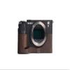 A7C Camera Case, BolinUS Handmade Genuine Real Leather Half Camera Case Bag Cover for Sony Alpha 7C A7C Camera Bottom Opening Version + Hand Strap (Coffee)