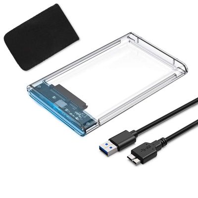 USB 3.0 2.5 inch HDD/SSD Case, USB 3.0 Connection, SATA III External Hard Disk 5Gbps High Speed Data Transfer, UASP Compatible, Transparent Series, Portable, SSD Drive Case, Sata, USB Converter Box, No Screws & Tools Required, Easy to Remove, Compati