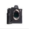 A7S III Camera Case, BolinUS Handmade Genuine Real Leather Half Camera Case Bag Cover for Sony Alpha 7S A7S III A7S3 A7SM3 Camera Bottom Opening Version + Hand Strap (Black) view 1