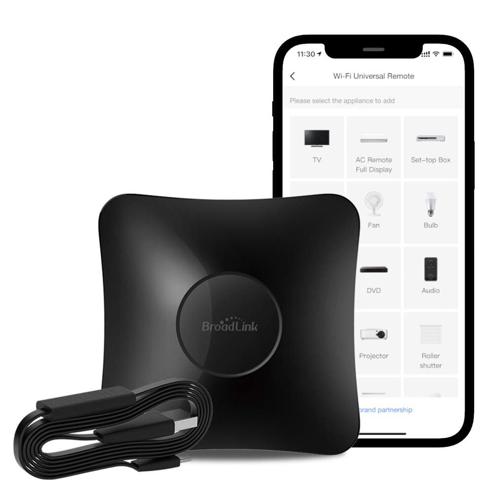 BroadLink RM4 pro Smart Remote and Sensor Cable Set RM4 pro S (2.4 GHz Wi-Fi Only), Universal IR RF Remote Control Hub with Temperature Humidity Monitor USB Cable, Works with Alexa & IFTTT