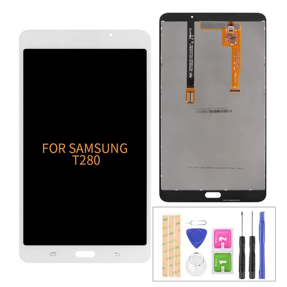 A-MIND for Samsung Galaxy Tab A 7.0 2016 T280 Wi-Fi LCD Display Touch Screen Assembly Replacement Parts, SM-T280 Tablet Front Panel & LCD Screen Repair,with Free Tool Set (White)