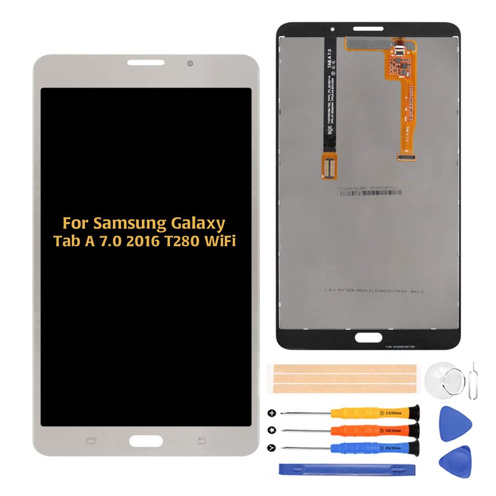A-MIND for Samsung Galaxy Tab A 7.0 2016 T280 Wi-Fi LCD Display Touch Screen Assembly Replacement Parts, SM-T280 Tablet Front Panel & LCD Screen Repair,with Free Tool Set (Silvery)