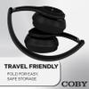 Coby Bluetooth Headphones, Rechargeable and Foldable Over-Ear Headset with Mic, TF Card Slot and AUX Input, Hands-Free Controls, 5-Hour Playback, Micro-USB Cable Included, Black view 2