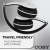 Coby Bluetooth Over-Ear Headphones Wireless Foldable Headset with Microphone, AUX Input, TF Card Slot, Hands-Free Controls, Rechargeable, 5-Hour Playback, White view 2