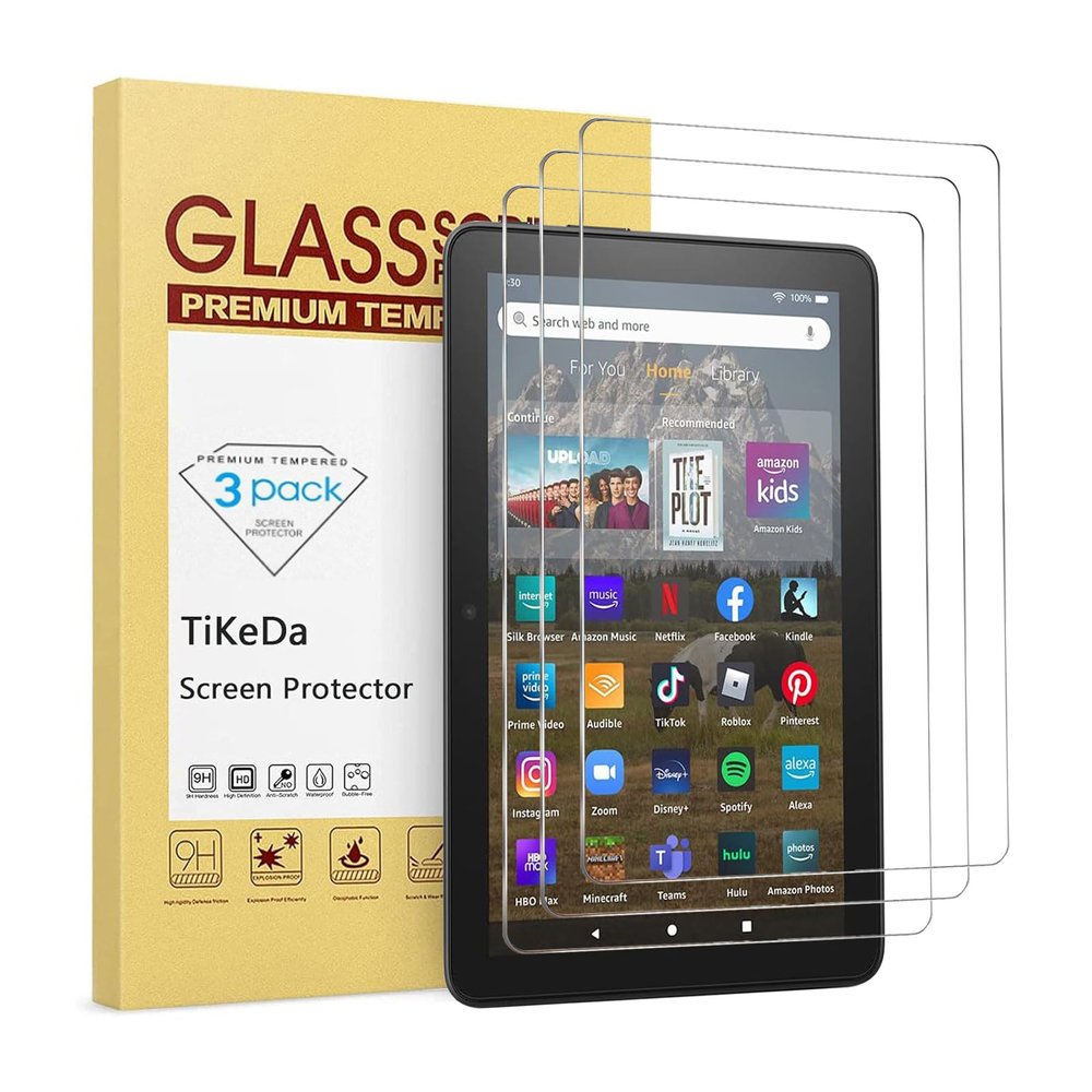 3 Pack Screen Protector for All-New Fire HD 8/HD8 Plus/Fire HD 8 Kids/Fire HD 8 Kids Pro Tablet (14th&12th &10th Generation, 2024&2022&2020 Released),Tempered Glass 9H Hardness Anti Scratch Clear, 8-inch
