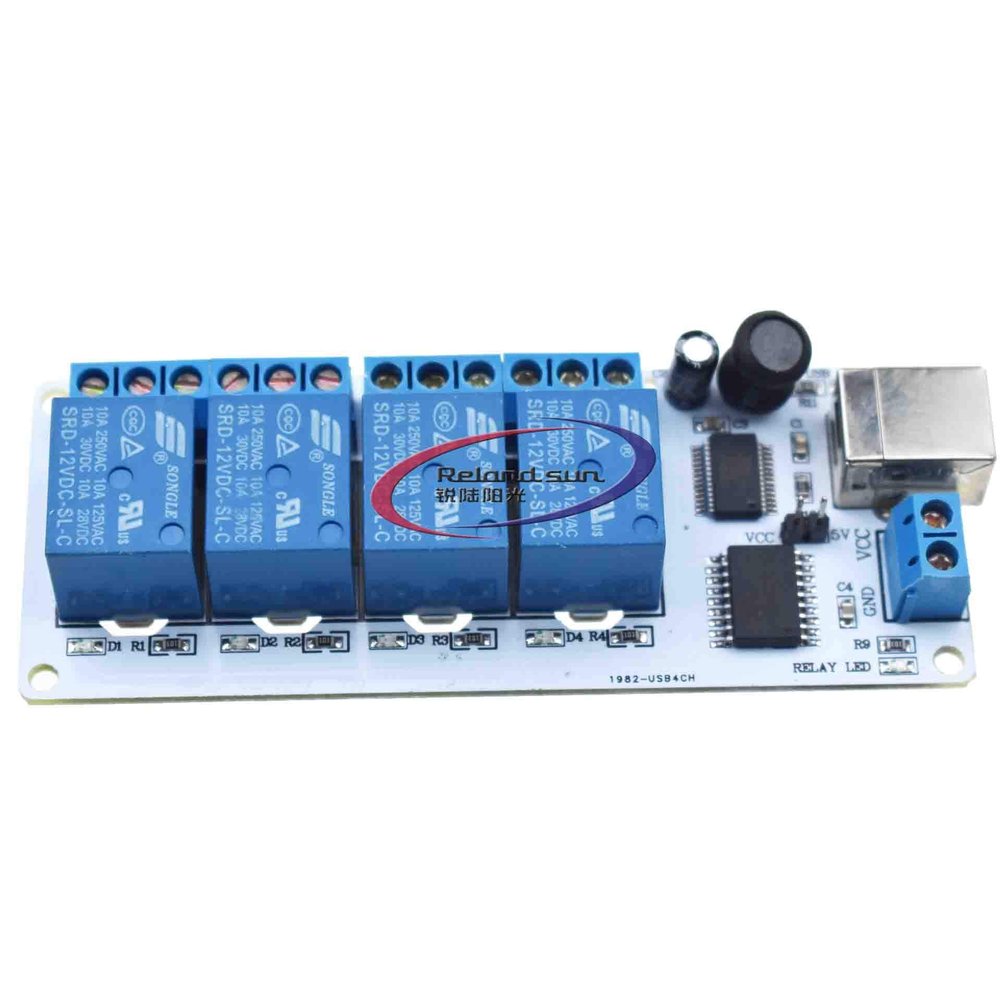 5V 12V 4 Channel USB 5V 12V Relay Automation Module Board Computer Control For Arduino PIC DSP AVR With USB cable SRD-12VDC (12V)