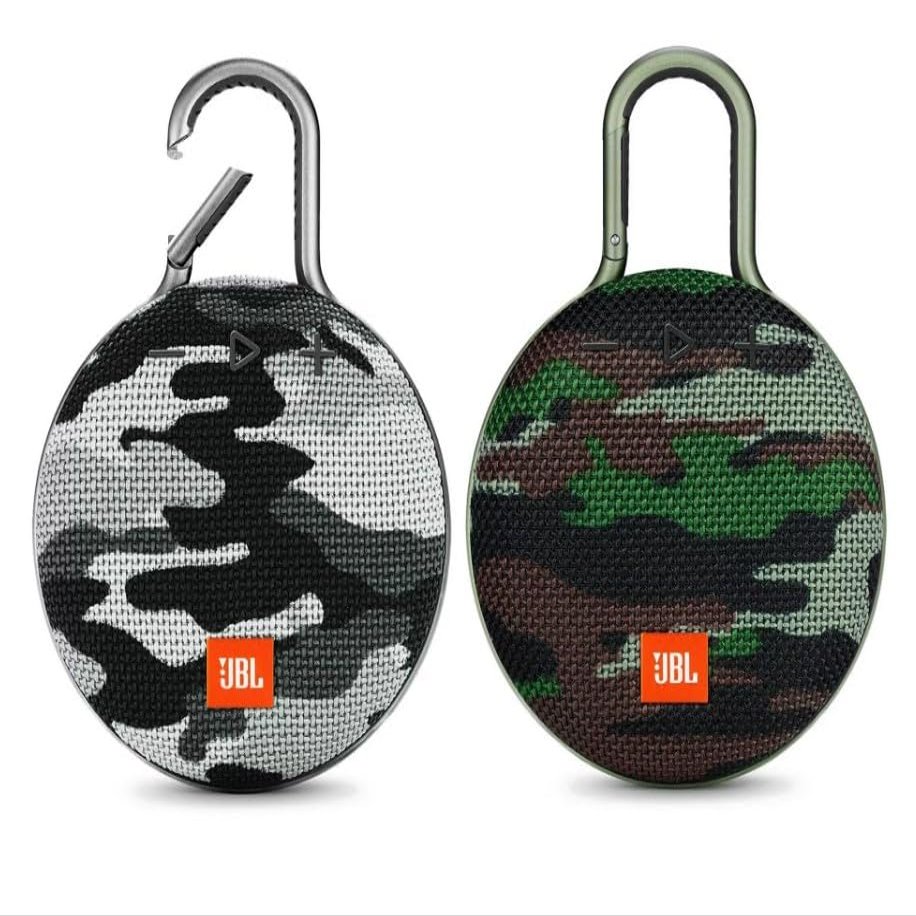 JBL Clip 3 Bundle (Pair), Camouflage & Black Camo - Waterproof, Durable & Portable Bluetooth Speaker - Up to 10 Hours of Play - Includes Noise-Cancelling Speakerphone & Wireless Streaming