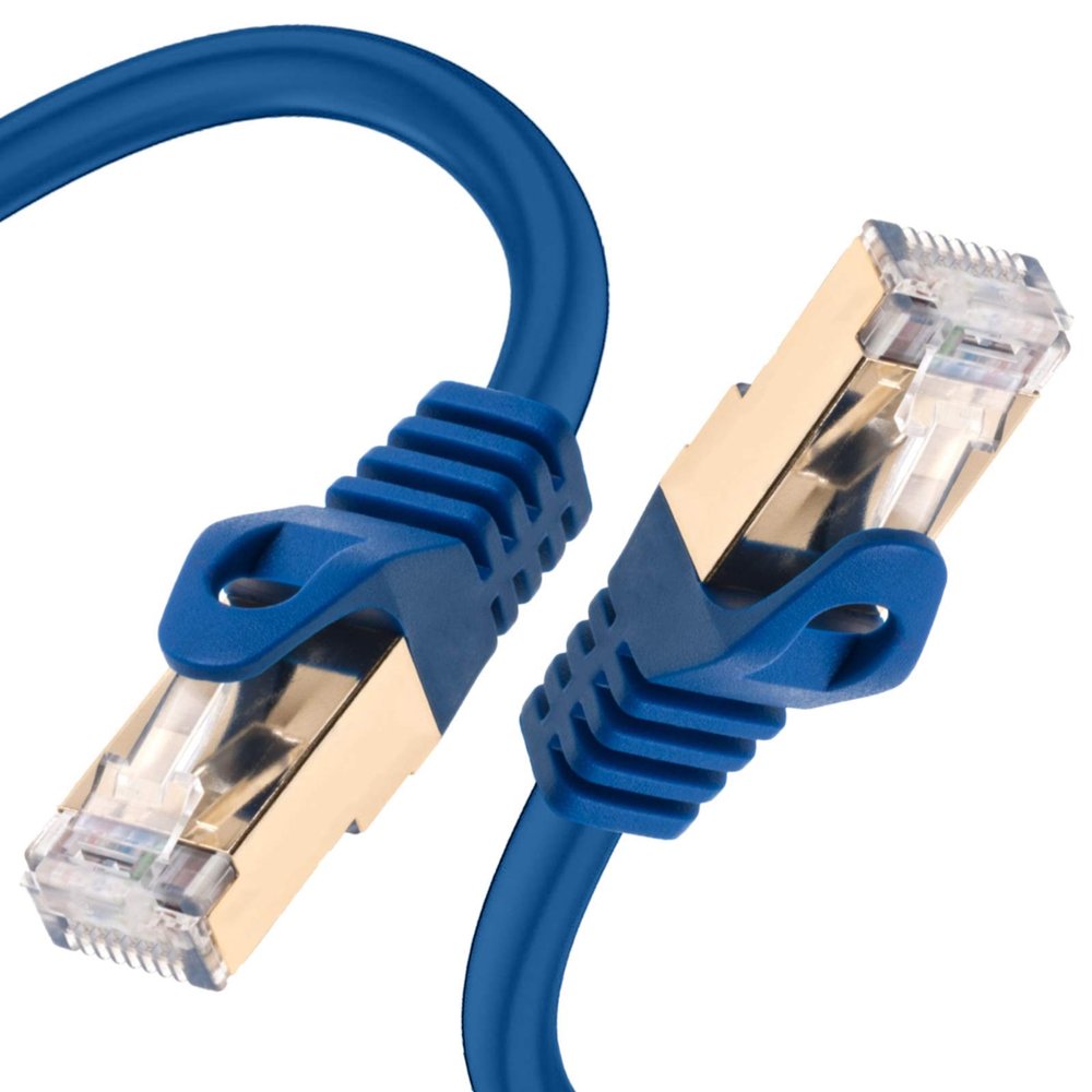 Cat 7 Ethernet Cable Network Patch Cord Blue 6ft 10Gbps LAN 600Mhz Copper 26AWG S/FTP CAT7 Shielded High Speed Internet Performance Gold Plated RJ45 For Gaming / Modem / NAS / Router / Laptop