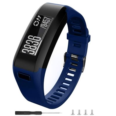 Meifox Compatible for Garmin Vivosmart HR Replacement Bands,Soft Silicone Replacement Band for Garmin Vivosmart HR Watch (Navy blue, Large)