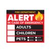 4 Pack - 3" Emergency Alert People and Pet Finder Sticker/Decal - Adults, Children and Pets - Fire Department and Rescue Safety Alert Decal for Window and Door Application view 1