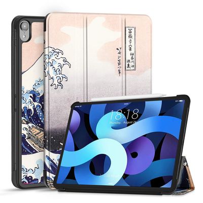 TNP Cover Case for iPad Air 11 Inch M2 6th 2024, 5th 4th Generation(2022 2020) - 10.9" Great Wave Case with Pencil Holder for 2nd Gen Apple Pencil - Protective Cover with Trifold Stand