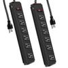 Vilobos Heavy Duty Metal Surge Protector Power Strip with Mounting Brackets,6 Feet Long Extension Cord 300 Joule Overload Protection for Home,Office,Hotel (2, 6 outlets) view 1