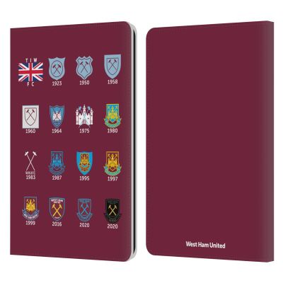 Head Case Designs Officially Licensed West Ham United FC Pattern 4 Crest History Leather Wallet Case Compatible with Kindle Paperwhite 1/2 / 3