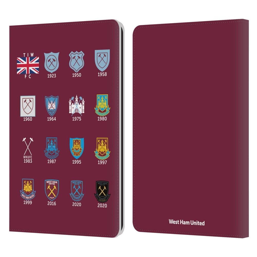 Head Case Designs Officially Licensed West Ham United FC Pattern 4 Crest History Leather Wallet Case Compatible with Kindle Paperwhite 1/2 / 3