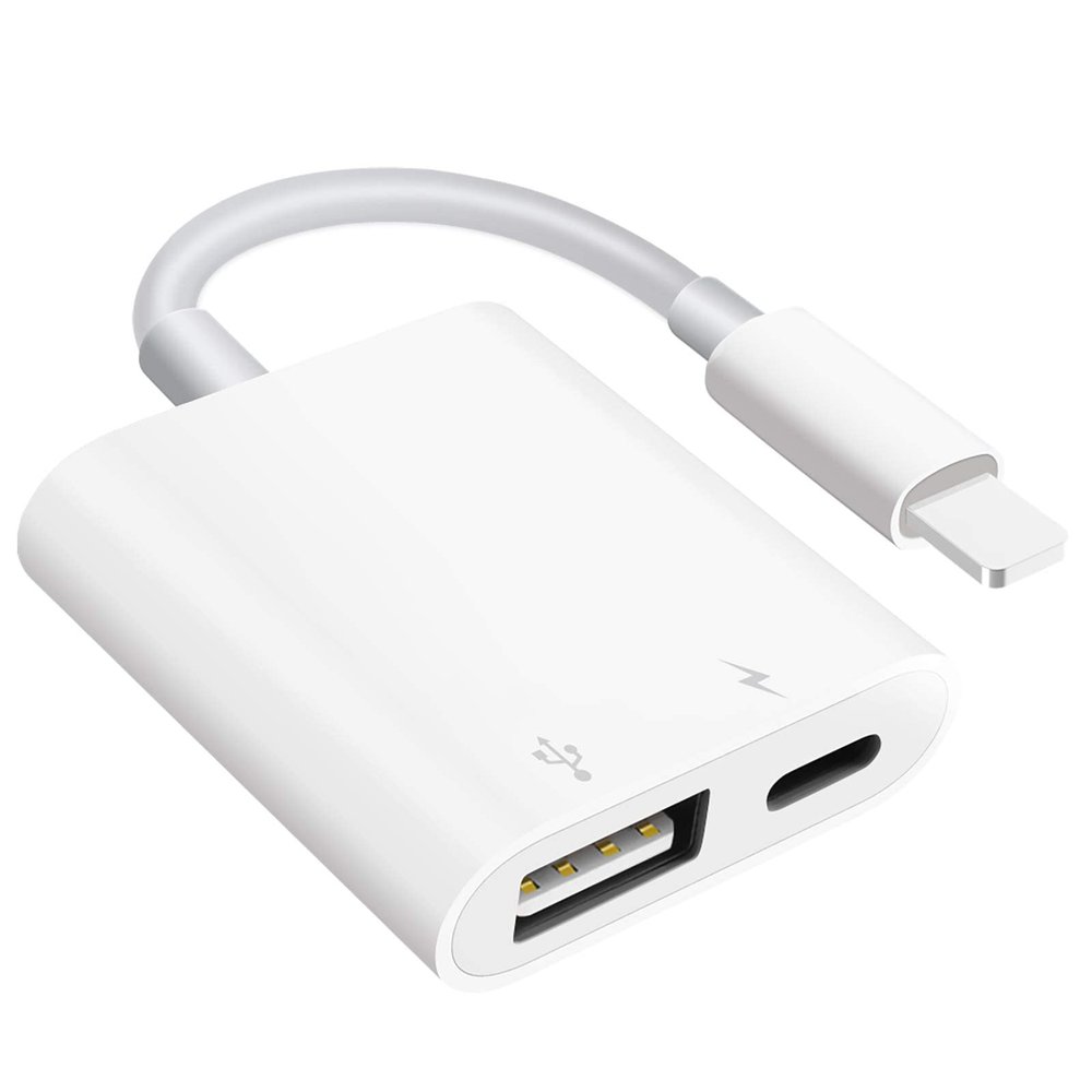 SUNTRSI USB Camera Adapter with Charging Port, Portable USB Female OTG Adapter Suitable for iPhone iPad, Plug and Play USB Adapter for iPad Support Card Reader