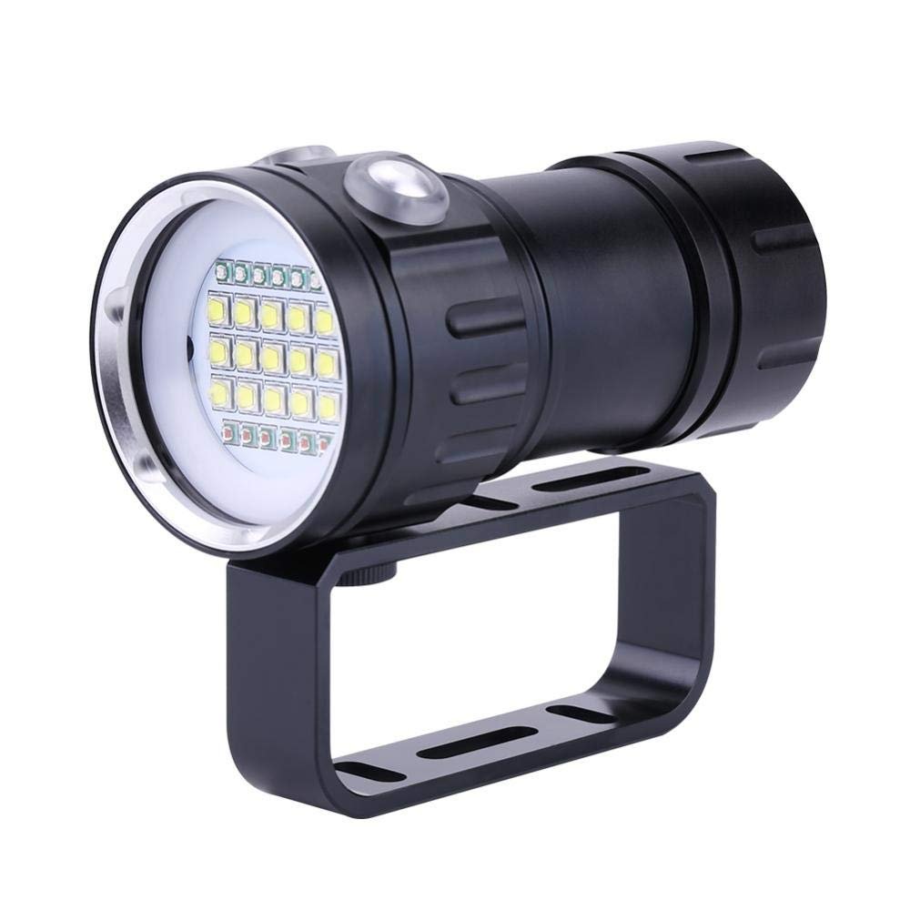 Zerodis IPX8 18000LM 500M Flashlight, Underwater Diving Lighting Lamp Light Handheld Video Photography Torch with Handle Bracket