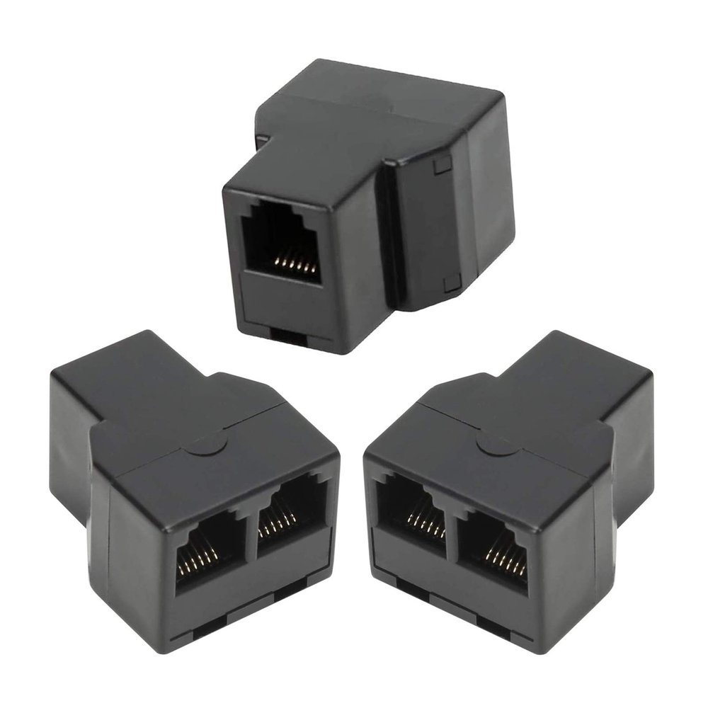 AIMIJIA 3Female Telephone Splitter Adapter Cable,Telephone Landline Cable Connector and Separator (RJ12 6P6C-3 Pack)
