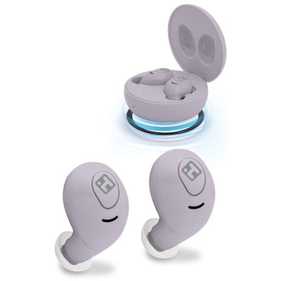 iHome Wireless Earbuds with Charging Case, Water Resistant Bluetooth Earphones with Microphone and Touch Control, Purple