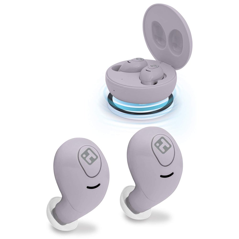 iHome Wireless Earbuds with Charging Case, Water Resistant Bluetooth Earphones with Microphone and Touch Control, Purple