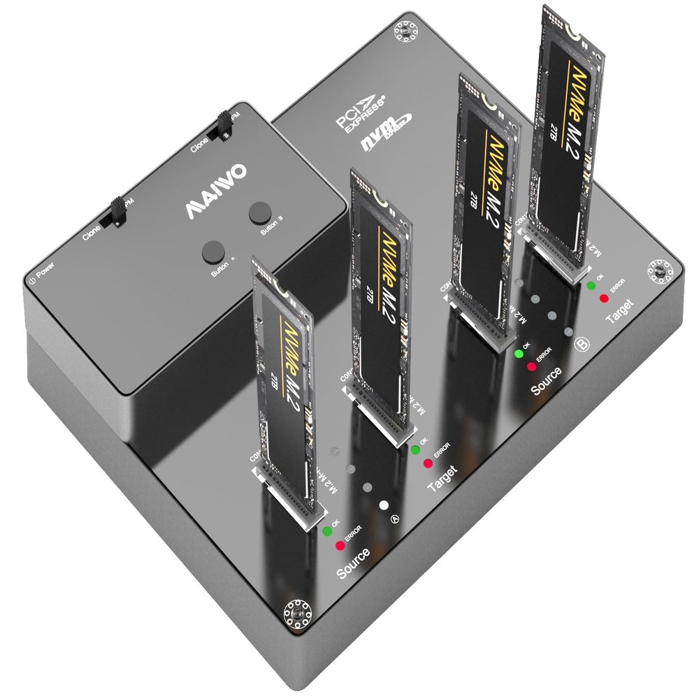MAIWO 4 Bay M.2 NVME Docking Station, Tool-Free Type- C to NVME SSD Enclosure, Support Offline Clone duplicator and System Disk Clone Function (K3015P2)