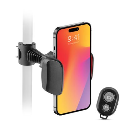 iDance MS1820 Universal Cell Phone Holder with Easy Lock and BT Wireless Remote Control Phone Mount with Clamp Camera and Mobile Phone Holder for Car