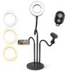 iDance LED Ring Light with Stand, 3.5", Portable Desk Ring Light with Cell Phone Mount, Microphone Holder and Tripod for Laptop, Selfie, USB Powered & Remote with Foldable & Adjustable Stand view 1