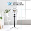 iDance LED Ring Light with Cell Phone Holder, 10", USB Powered with BT Wireless Remote Control and Foldable Adjustable Tripod Stand, Selfie, Makeup Ring Light with Universal iPad Mini Holder view 3
