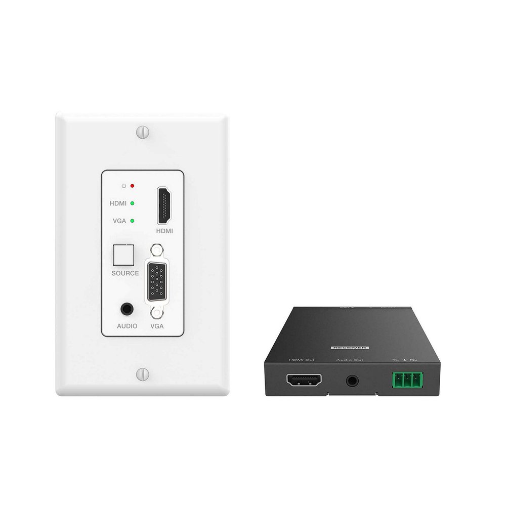 DigitaLinx DL-1H1V-WPKT-H2 HDMI and VGA 4K Auto Switching Wall Plate Extender Set