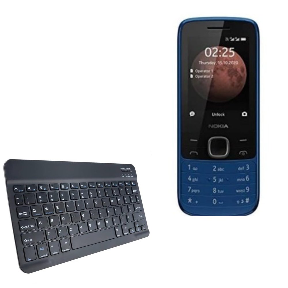 BoxWave Keyboard Compatible with Nokia 225 4G - SlimKeys Bluetooth Keyboard, Portable Thin with Chiclet-Style Keys - Jet Black