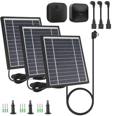 iTODOS 3 Pack Solar Panel Compatible with Blink Outdoor 4 (4th Gen)/Blink Outdoor (3rd Gen) XT3 and Blink XT/XT2 Camera,11.8Ft Outdoor Power Cable and Adjustable Mount,Aluminum Alloy Sturdy(Black)