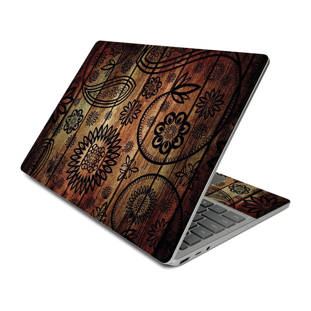 MightySkins Skin Compatible with Surface Laptop Go (2020) - Wooden Floral | Protective, Durable, and Unique Vinyl Decal wrap Cover | Easy to Apply, Remove, and Change Styles | Made in The USA
