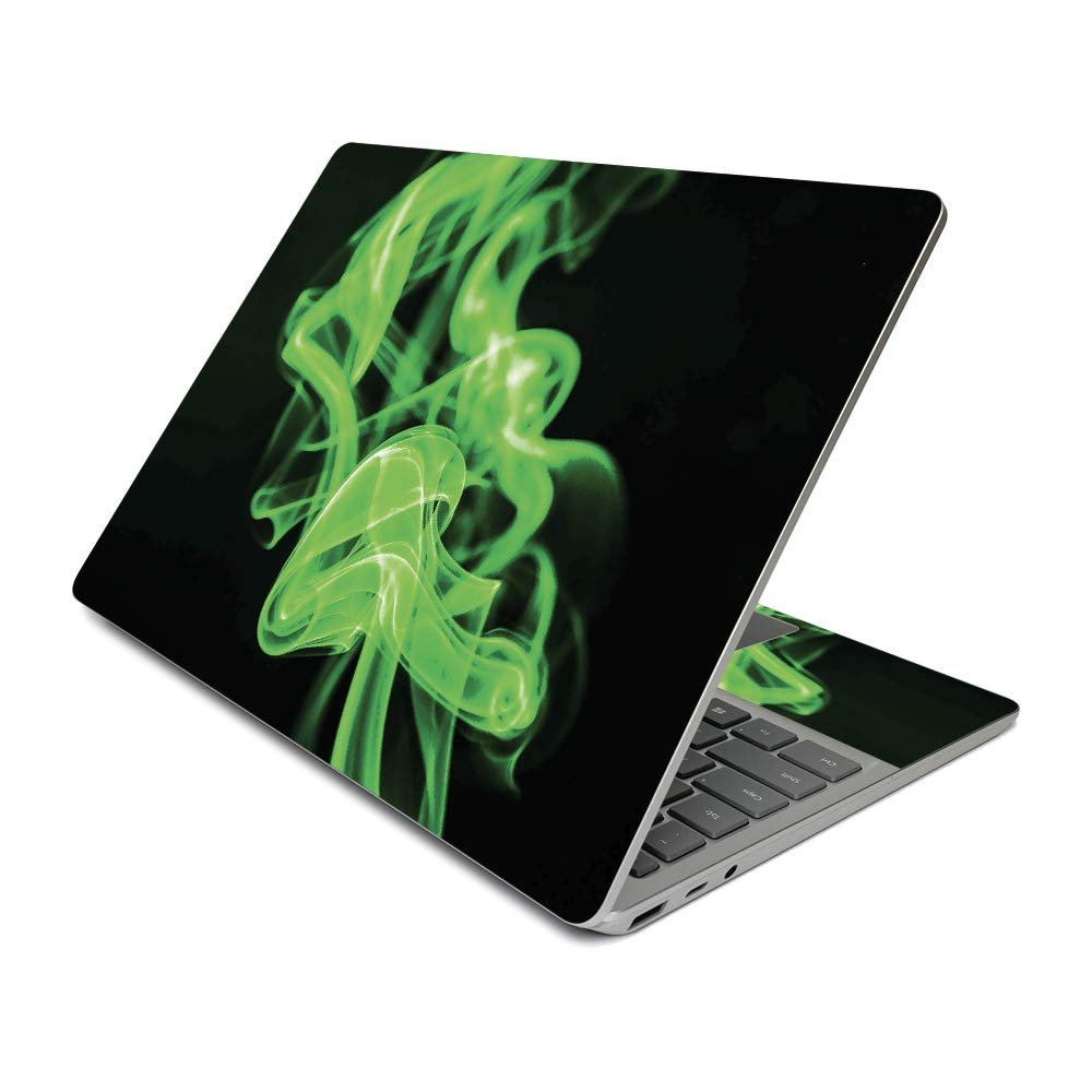 MightySkins Skin Compatible with Surface Laptop Go (2020) - Green Flames | Protective, Durable, and Unique Vinyl Decal wrap Cover | Easy to Apply, Remove, and Change Styles | Made in The USA