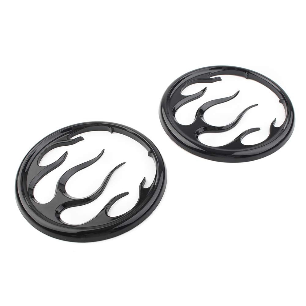 GZYF Motorcycle Flame Style Speaker Accent Trims for Harley Electra Glide FLHT 1996-2013, Street Glide FLHX 2006-2013, Trike FLHTCUTG FLHXXX 2009-2013, Black