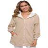 Andongnywell Women Plus Size Winter Warm Hoodie Coat Wool Zipper Cotton Outwear Lamb Wool Hooded Cardigan Jacket (Apricot,XXL) view 1