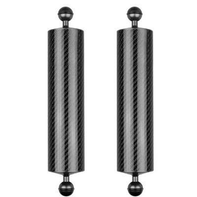 FEICHAO 2PCS D60mm 10/12 inch Buoyancy 447g / 550g Underwater Diving Photography Carbon Fiber Lamp Arm Dual Hand-Held Accessories 1 Inch Dual Ball Head Upgraded Version (12inch Black)