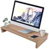 Monitor Riser 1 Layer Multi-Function Wooden Monitor Stand Tv Computer High Bracket Desktop Base Heightening Rack (Wooden Color) view 1