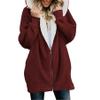 Andongnywell Women Plus Size Winter Warm Hoodie Coat Wool Zipper Cotton Outwear Lamb Wool Hooded Cardigan Jacket (Red Wine,L) view 2