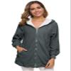 Andongnywell Women Plus Size Winter Warm Hoodie Coat Wool Zipper Cotton Outwear Lamb Wool Hooded Cardigan Jacket (Dark Gray,S) view 1
