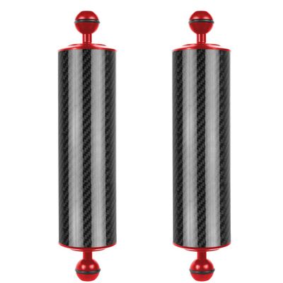 FEICHAO 2PCS D60mm 10 inch Buoyancy 447g Underwater Diving Photography Carbon Fiber Lamp Arm Dual Hand-Held Accessories 1 Inch Dual Ball Head Upgraded Version