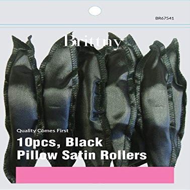 Brittny Roller Pillow Satin-Black 10Ct (Pack of 4)