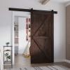 FREDBECK 42in x 84in Brown Barn Door with 7ft (84inch) Barn Door Hardware Track Kit and Handle Included, Double Surfaces,Simple Assembly is Required,K-Frame,Coffee view 1